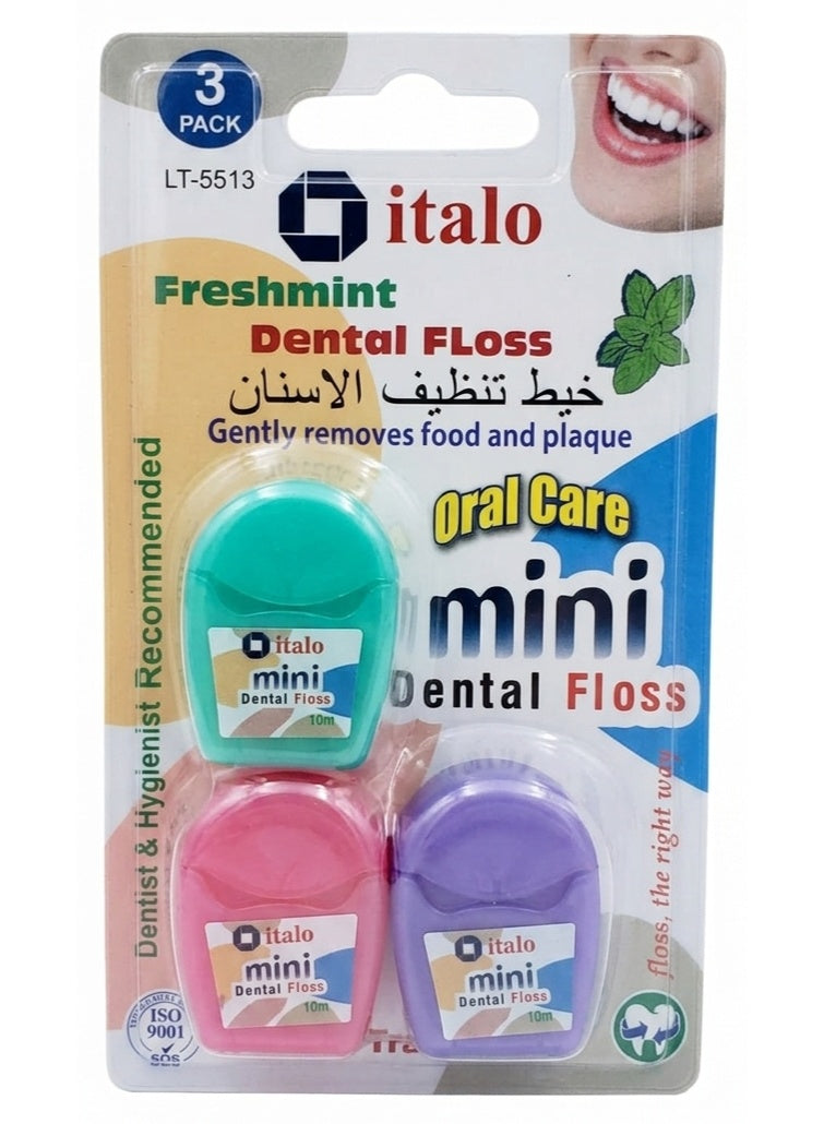 ITALO Freshmint Mini Dental Floss 10M X 3 Pcs Pack